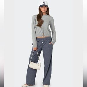 NWOT Edikted Navy Plaid Pants | Navy Blue